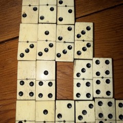 Antique Bone and Ebony Wood Dominos set 26 Dominos, Missing 2/4, 5/6 incomplete