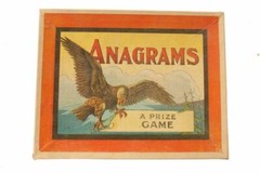 Antique Anagrams Prize Game & Colorful Box With Eagle On Lid