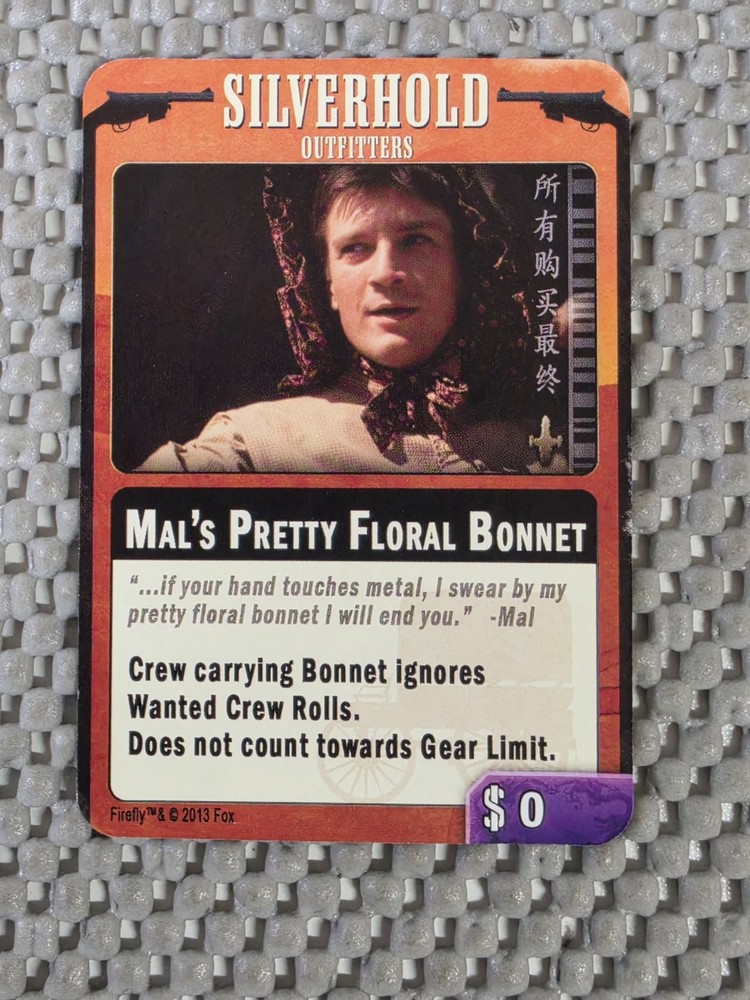 Firefly: The Game – Mal’s Pretty Floral Bonnet Promo Card Good Condition