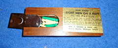 Solid Walnut Drueke & Sons Eight Men On A Raft No. 153 Brain Puzzle Toy Vintage