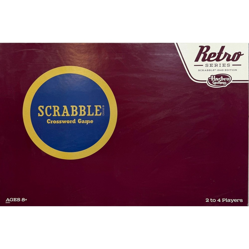 Hasbro Scrabble Retro Series 1949 Edition Board Game Wood Tiles B2850 Burgundy