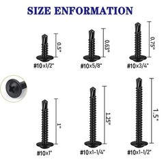 100PCS #10×5/8 Black Crosshead 410 Stainless Steel Self-Drilling Screws Modif…