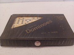 Double Six Dominoes Miniature Travel Size Black Set Of 28 USED