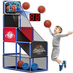 Kids Arcade Basketball Hoop with 4 Balls , Indoor Outdoor Single Shot Basketb…