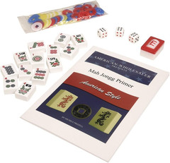NEW! – American Mahjong Set – 166 White Tiles (All-In-One Rack/Pushers), Silver