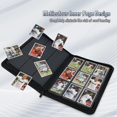 9 Pocket Trading Card Binder 540 Capacity with Zip 9 x 6.5 x 1 inches, Black