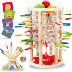 BALLFALL Jumbo – Montessori Wooden Board Game for Kids 3 4 5 6 Years – Colorful