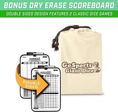 Gosports Giant 2.5 Inch Wooden Playing Dice Set Rollzee Scoreboard Includes 6