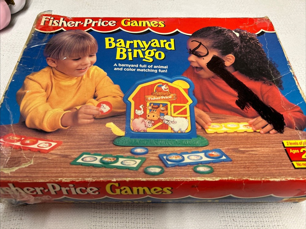 Fisher Price Barnyard Bingo Matching Memory Animal Game Vintage missing 1 piece