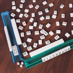 American Mahjong Set with 166 Tiles, Racks, Pusher, Bag, Accessories, and Manual