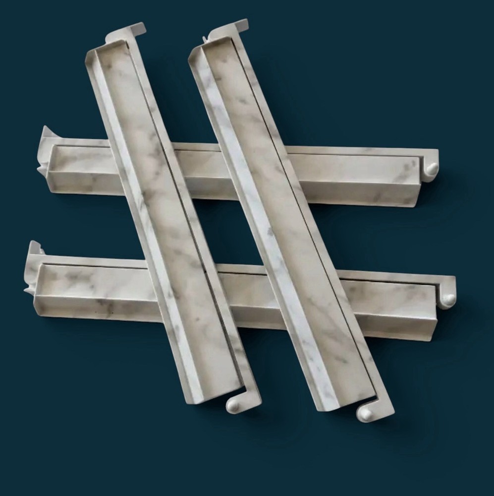 American Mahjong Rack Set of 4 White Marble Acrylic 18.5 Inch with Pushers