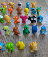Lot of 53 Vintage Crazy Bones. Mixed Lot. Various Characters & Colors W/bags