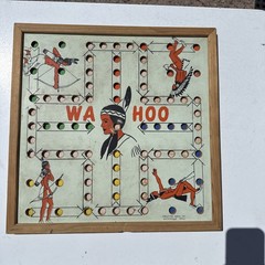 Vtg Wa-Hoo Wahoo Game Board Creative Designs Texas Indian Western Framed Checker