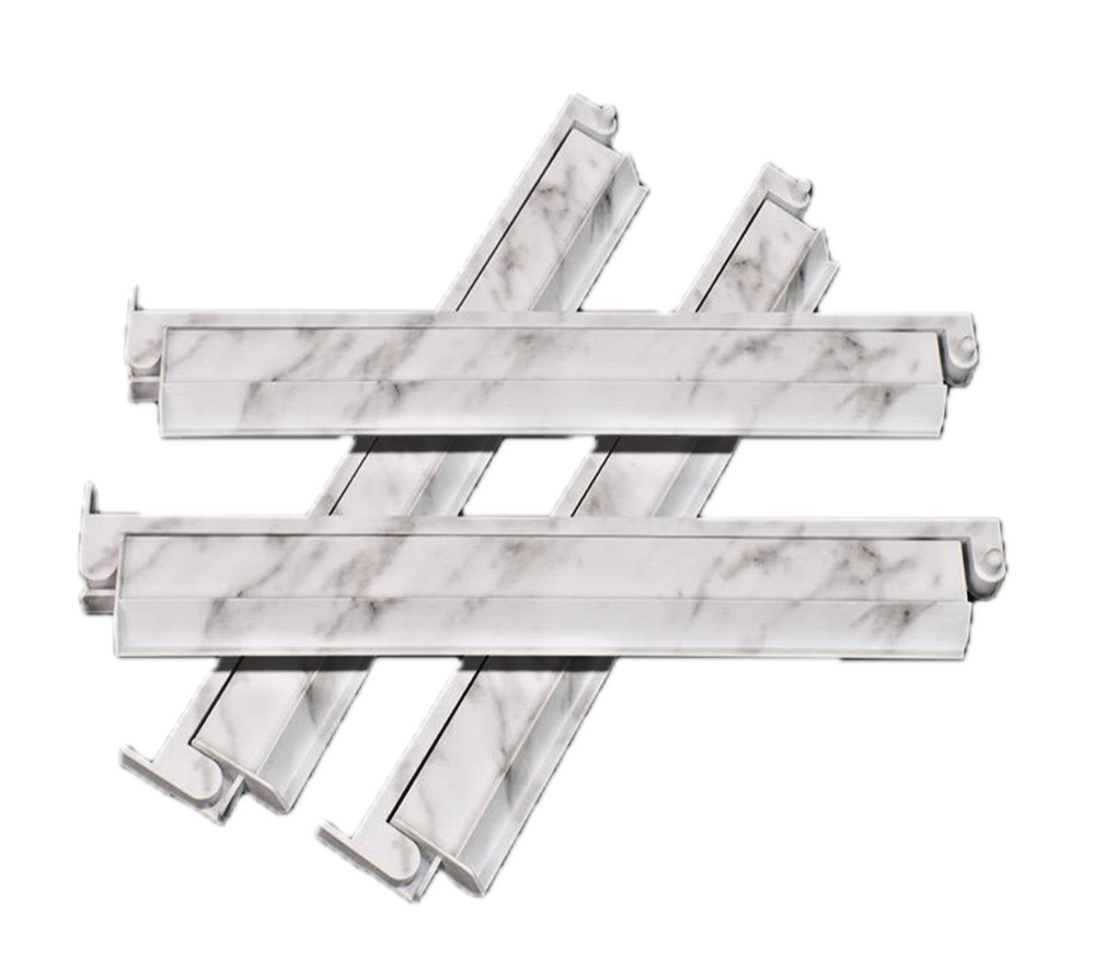 Mahjong White Marble Rack & Pusher Set of 4, hinged