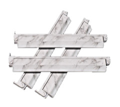 Mahjong White Marble Rack & Pusher Set of 4, hinged