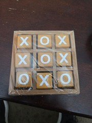 10 Piece Premium Solid Wooden Tic Tac Toe Board Game – New