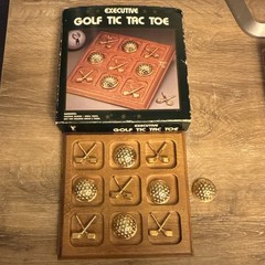 Executive Golf Tic Tac Toe Wooden Board Game Set Complete w/ Box, 2 Players
