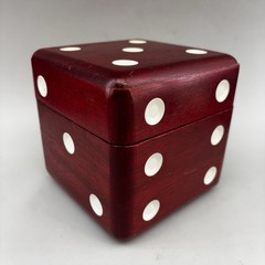 Vintage Cube Compact Portable Multi Game Set in Wooden Dice Box Japan Cards