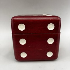 Vintage Cube Compact Portable Multi Game Set in Wooden Dice Box Japan Cards