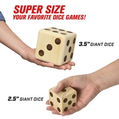 Gosports Giant 2.5 Inch Wooden Playing Dice Set Rollzee Scoreboard Includes 6