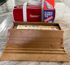 Vintage 1973 Rummikub Faux Wood 106 Tile Complete Set with Canvas Traveling Case