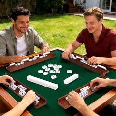 Wooden Mahjong Racks with Magnetic Pushers – Set of 4, Solid Wood | For American