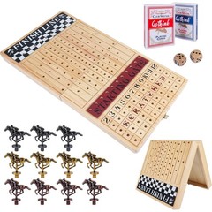 23-Inch Horse Racing Game with 11 Metal Horses, Dice Cards for Parties
