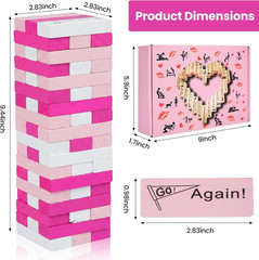 Couple Lust Tower Game – 48PCS Wooden Naughty Blocks & 8 Sex Dice Set (3 Glow in