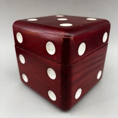 Vintage Cube Compact Portable Multi Game Set in Wooden Dice Box Japan Cards