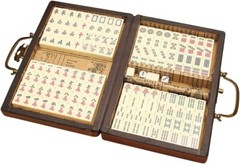 Vintage Chinese Mahjong Set Traditional 144 Tiles Mah-Jong Game Set w/ Case Box