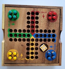 Wooden Ludo Pachisi Strategy Fun Traditional Travel Board Game 14x14cm 6х6″