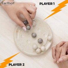 Marble Tic Tac Toe Board Game 6″ Classic Board Game Modern Home & Table Decor