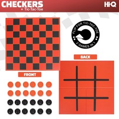 2 in 1 Black Red Checkers and Tic Tac Toe Family Game Set Portable Fun