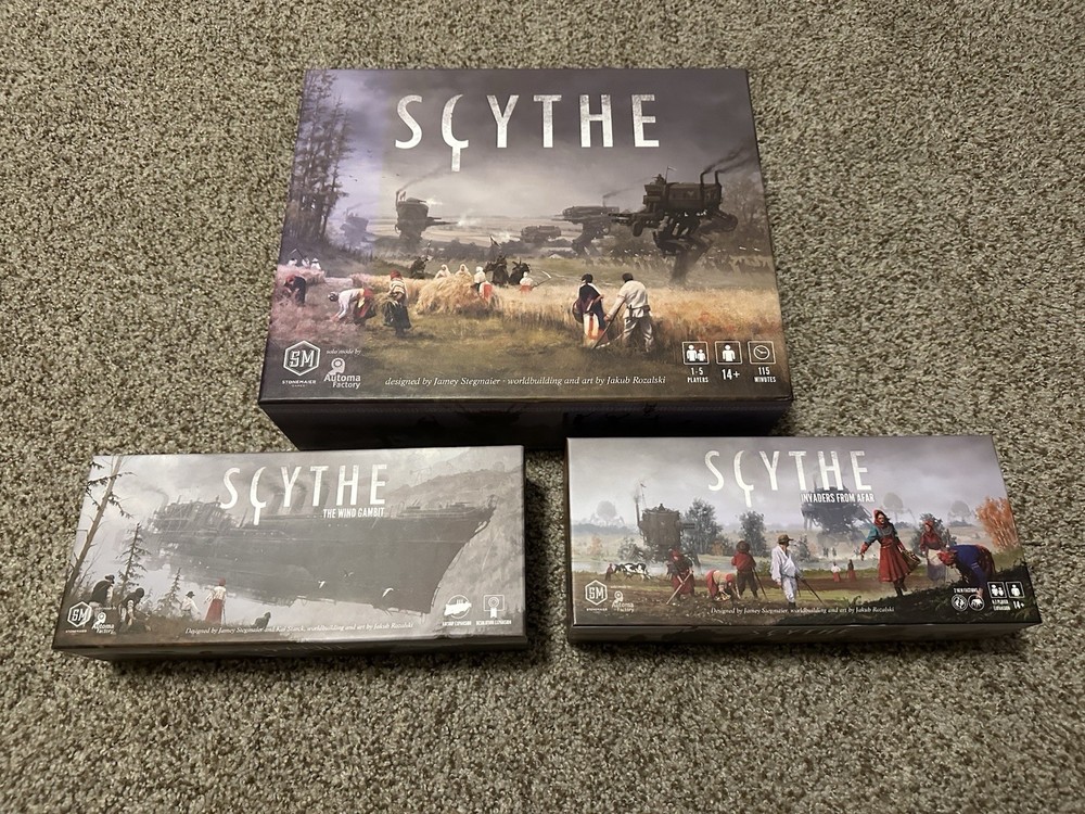 Scythe Base Game + 2 expansions + Game Upgrades (see description)