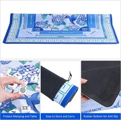 Blue American Learning Mahjong Mat (33”X33”) with Black Carrying Bag, Anti-Slip,