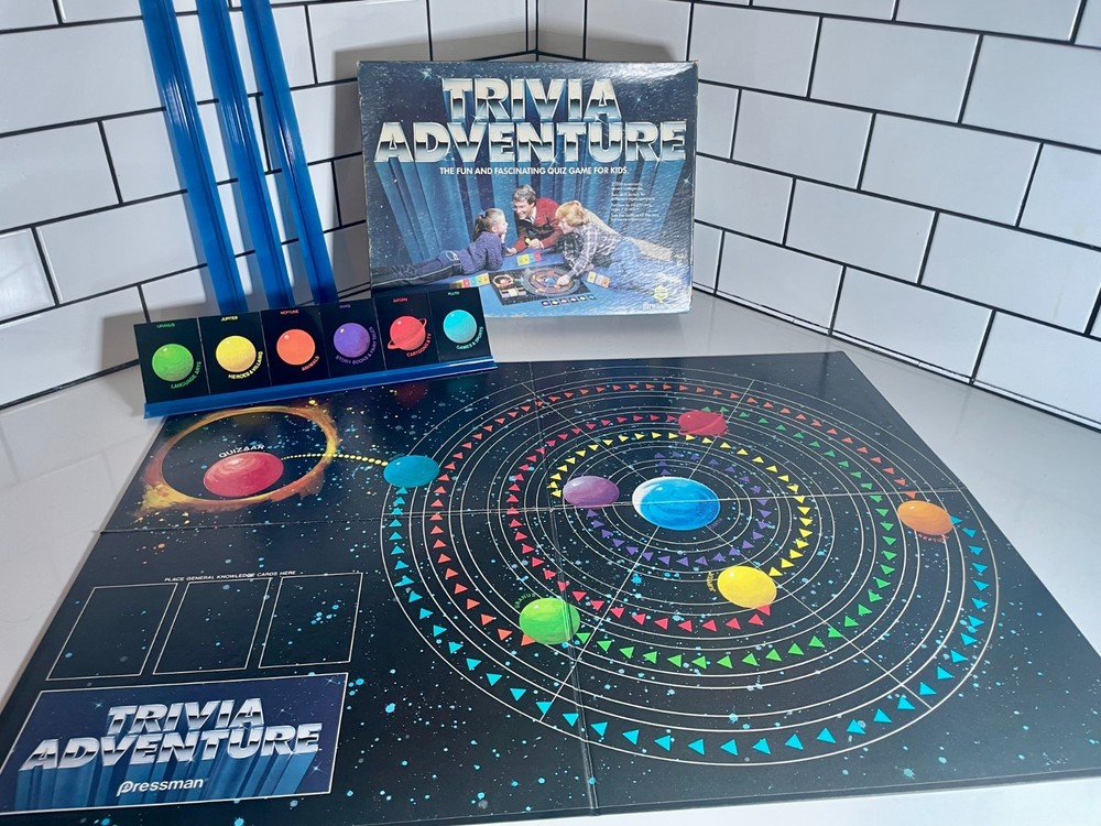 Pressman Vintage 1983 Retro Trivia Adventure Board Game-Full Complete 1983