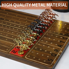 Horse Racing Game – Wooden Horse Race Board Game with 11 Luxury Metal Horses 2 D