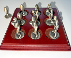 NFL Tic Tac Toe Pewter Mini Figures Figurine Football Players Board Game Lot