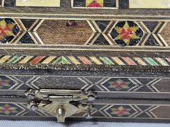 Lebanese Backgammon And Checker Board Set With Mother Of Pearl/Walnut Inlays