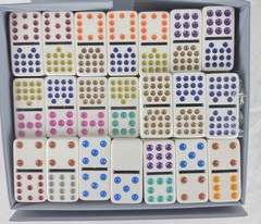 Vintage Double 15 Dominoes by Cardinal Complete 136 Domino Set Case Multi Color