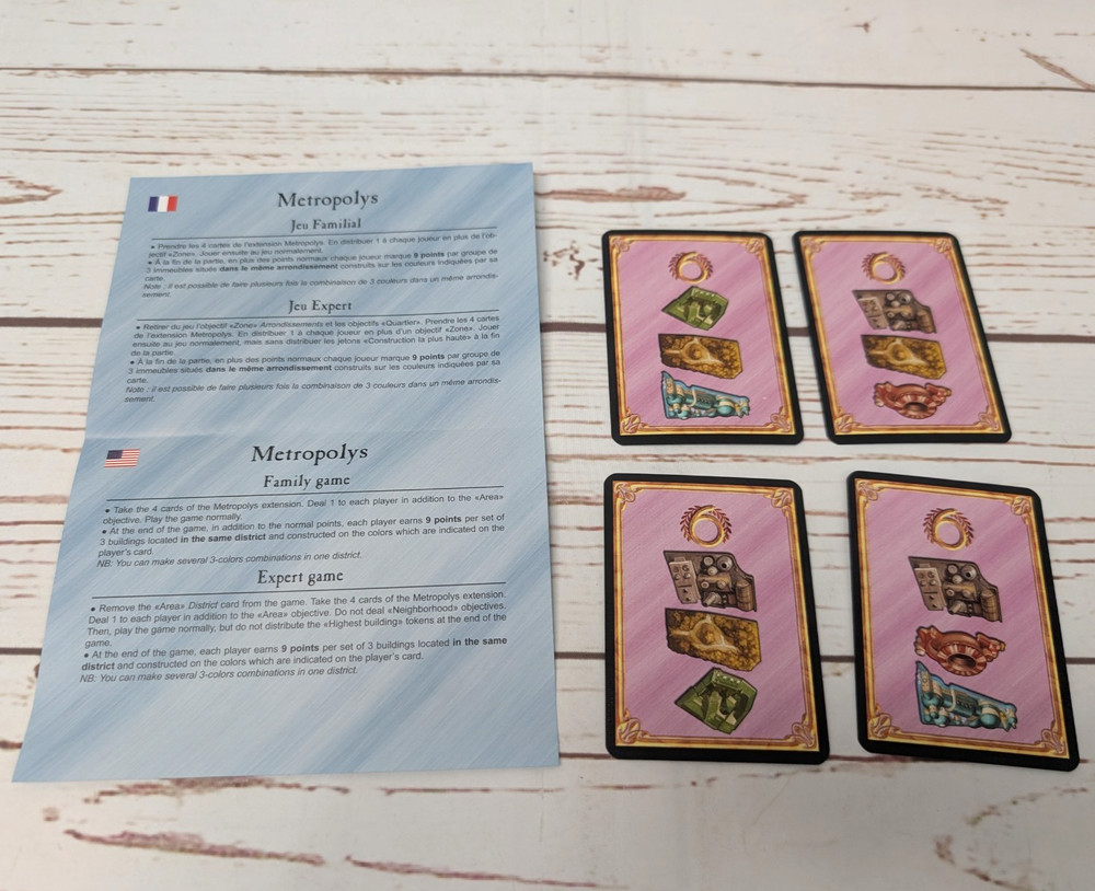 Metropolys Family Game Extension Cards Promo Expansion Ystari Games New English