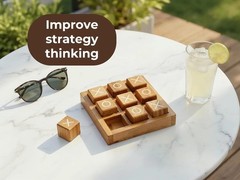 Rustic 5.5-Inch Wooden Tic Tac Toe – Family Game & Home Decor Centerpiece