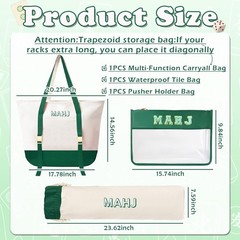 Empty Mahjong Tile Bags Set for American Tiles and Racks Canvas Tote Bag with Ma