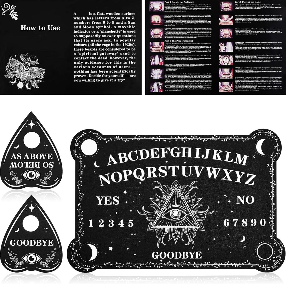 Black Wooden Ouija Board Game Spirit Hunt Planchette Accessories Games Supplies