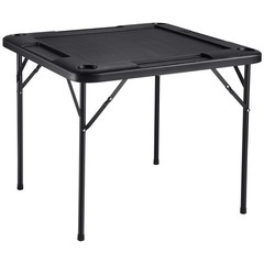 Uimoso Mahjong Table 4Player Folding Card Table & 4 Cup Holders Chip Trays Black
