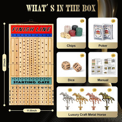21 Inches Horse Racing Game, Horse Race Board Games with 11 Luxury Metal Horses,