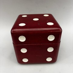 Vintage Cube Compact Portable Multi Game Set in Wooden Dice Box Japan Cards