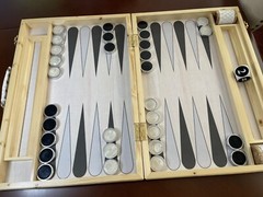 Stunning Handmade Backgammon Real Pine Wood board w/ metal checkers