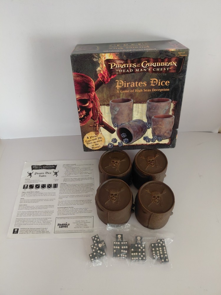 Dead Man’s Chest PIRATES DICE Game 100% COMPLETE Disney Pirates Of The Caribbean
