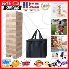 Giant Tumble Tower – 54 Pine Wooden Blocks for Family Fun, 2FT to 4FT High